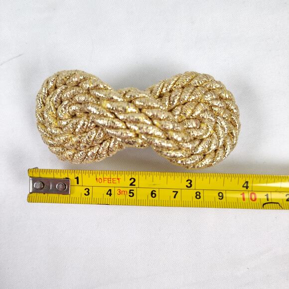 Vintage French Gold Rope Knot Barrette Metallic Braided Hair Clip Made in France main image 4